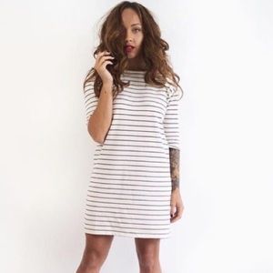 Novem and Knight Striped Knit Bardot Dress